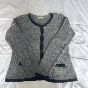 Mary Firenze Womens S Sweater Italy Black White Wool Blend Button Down Cardigan